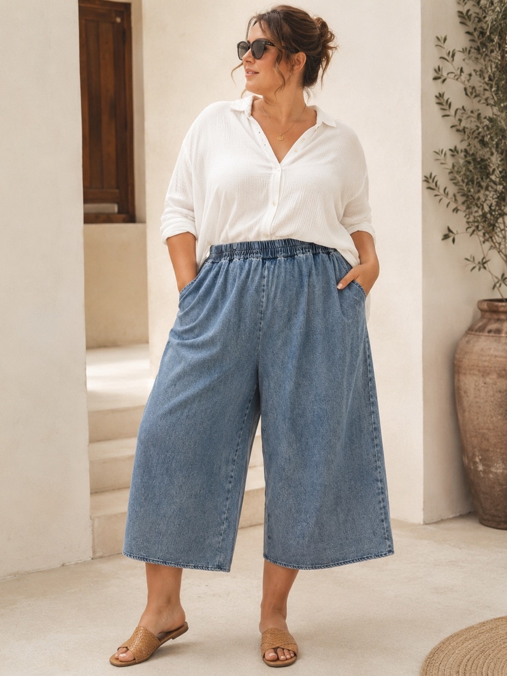 Velvet Heart Pull On Denim Wide Leg Casual Plus Size Jeans 3X Soft Cotton Casual